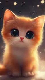 Adorable Orange Kitten with Glowing Eyes.