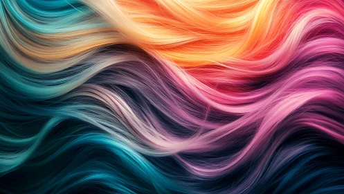 Vibrant flowing strands blend teal, magenta and gold light.