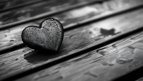 Crystallized emotion glistens against weathered wooden planes