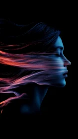 Digital painting profile with luminous flowing light trails.