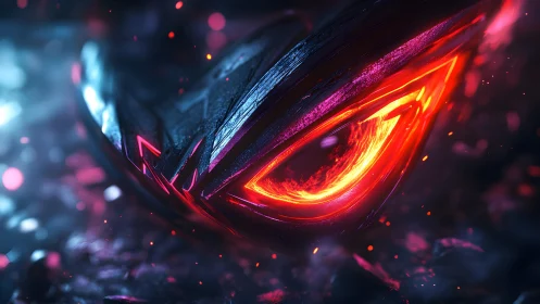 Fiery Dragon Eye Close-Up in Futuristic Neon Fantasy Style.