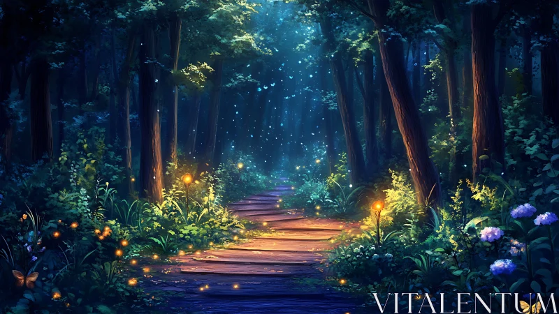 Enchanted Forest Path with Luminous Flora.