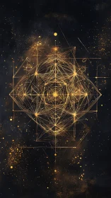 Luminous geometric network forms radiant sacred-geometry lattice