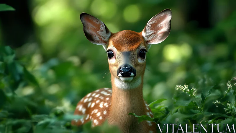 Juvenile white tailed deer rendered with shallow depth of field