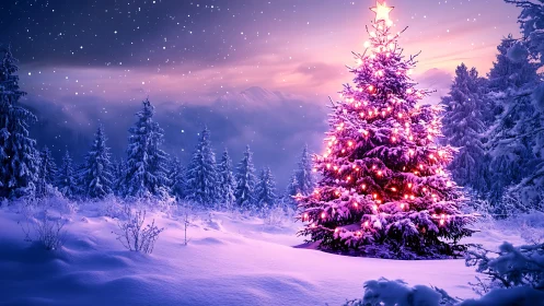 Spectral winter fir with luminous bokeh lighting system.