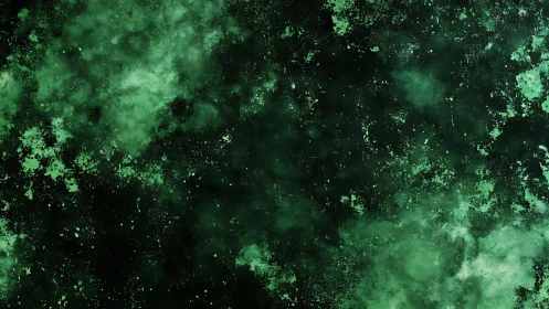 Nebulous emerald dust quietly swirls across cosmic dark