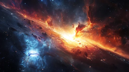 Stellar cataclysm splits nebular disk with searing firestorm