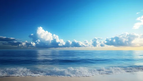 Gentle waves and bright blue sky invite a calm seaside pause.