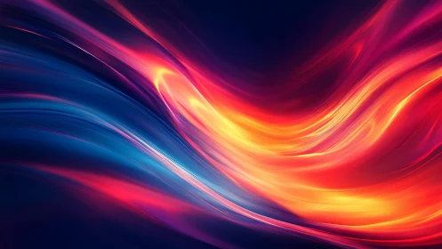 Vibrant flowing light streaks in red, orange and blue.