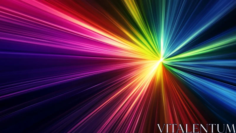 Prismatic light burst forms radial spectrum energy core.