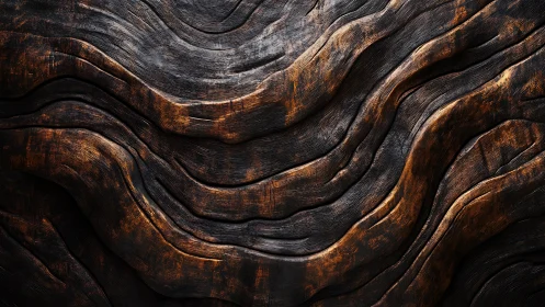 Weathered wooden waves carving quiet rhythms in amber light.