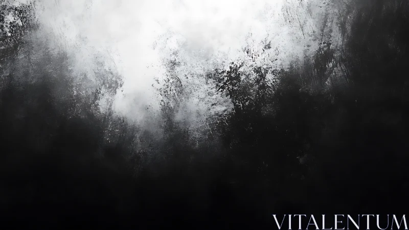 Monochrome abstract mist dissolving into deep black void.