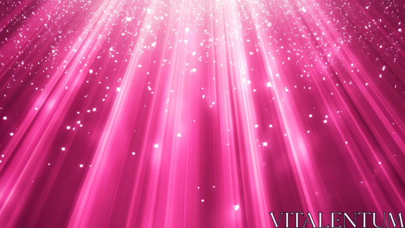 Radiant pink light beams with sparkling glitter, abstract digital art.