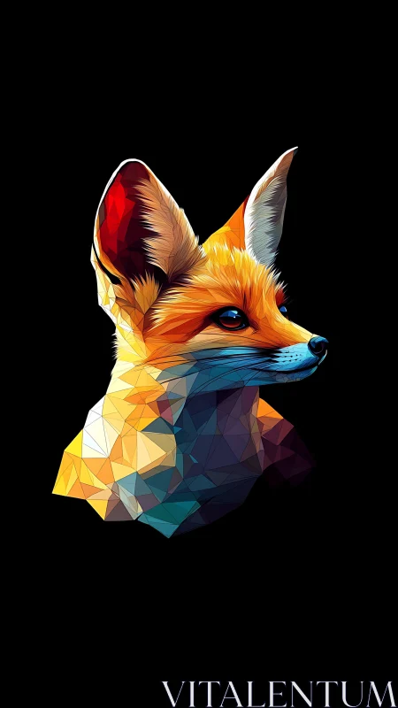Geometric fox portrait rendered with vibrant polygon facets