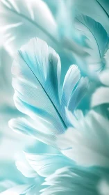 Whisper-soft aqua feathers drifting through quiet light.