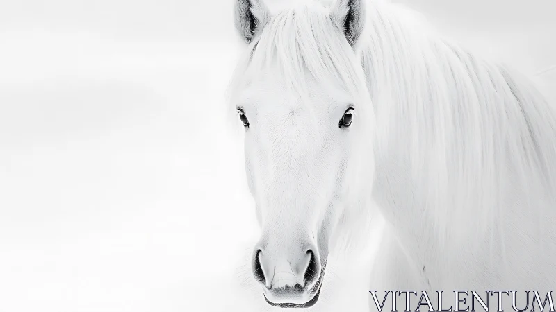 White horse portrait emerges from a soft high-key background.