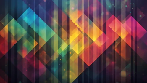 Vibrant geometric abstract art with glowing colorful diamonds.