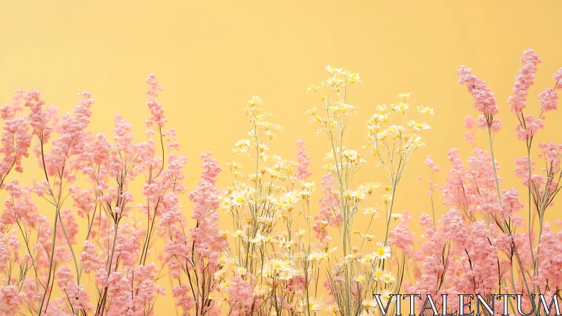 Candyfield blooms basking in honeyed sunlight on yellow.