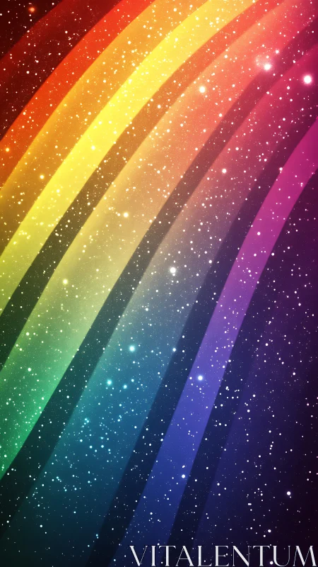 Spectral arc gradients traversing dense stellar particle field.