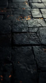 Wet Stone Pavement Surface at Dusk With Spark Reflections