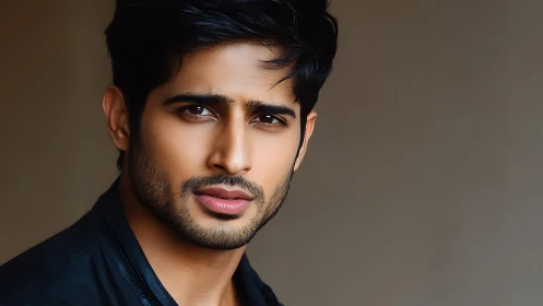 Warm portrait of a thoughtful man with expressive gaze.