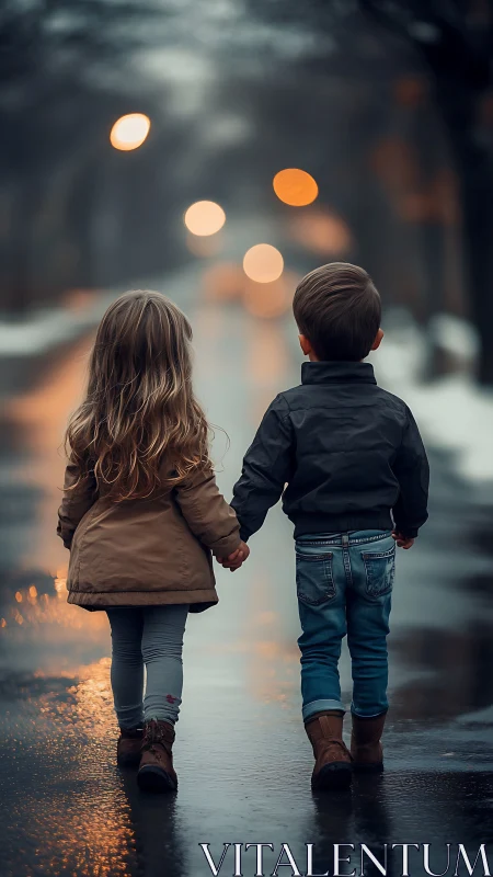 Two Young Hearts Walking Through the Rain.