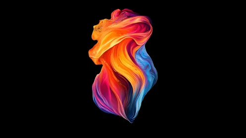 Vibrant fluid color plume with high saturation and smooth gradients