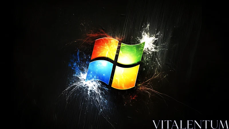 Explosive neon window emblem shattering the digital dark.