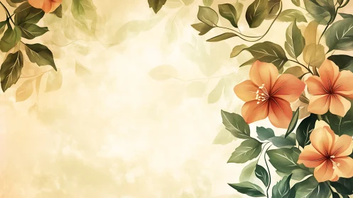 Botanical illustration with orange flowers and green foliage.