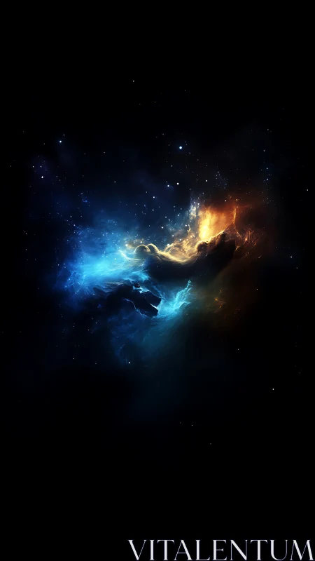 Cosmic hands juggle blue frost and molten dawn in silence