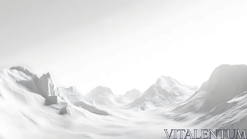 Minimalist white mountains under diffuse winter light.