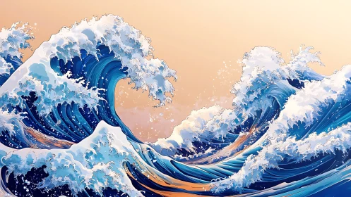 Sunlit storm waves curl into sculpted cobalt crescendos