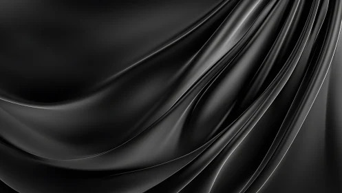Black satin folds drift in smooth, minimalist waves.