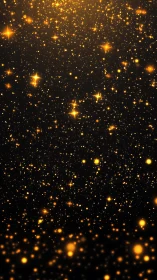 Golden ember galaxy drifting through velvet blackout night.