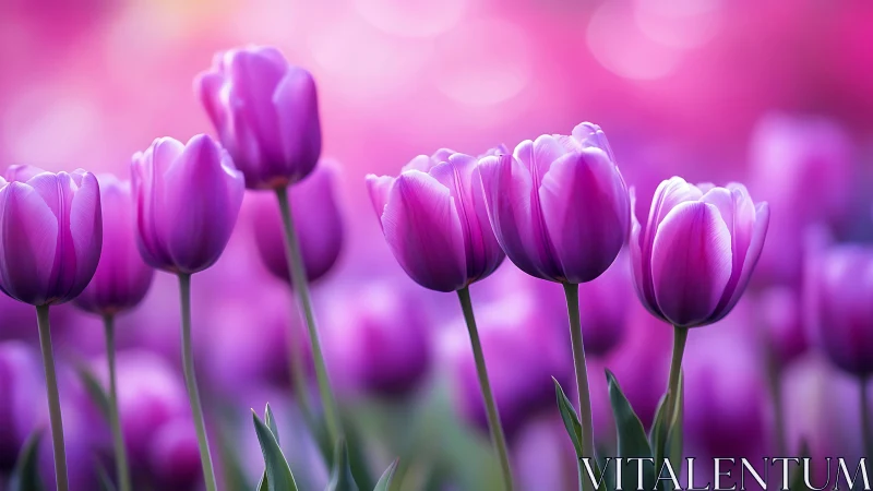 Purple Tulips in Shallow Depth of Field with Bokeh Background