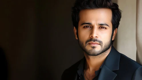 Soft side-lit male portrait with shallow depth of field and contrast