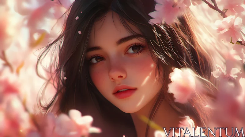 Soft spring morning portrait framed in dreamy blossoms.