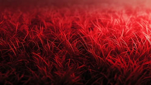 Crimson grass field under soft glowing backlight.