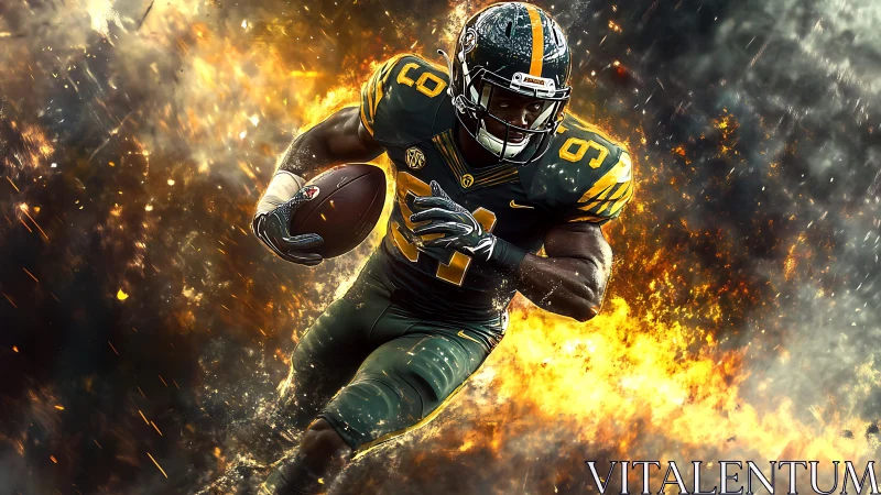 Dynamic football runner rendered with explosive motion effects