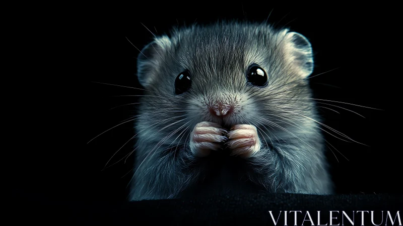 Small rodent portrait uses low key lighting and sharp focus