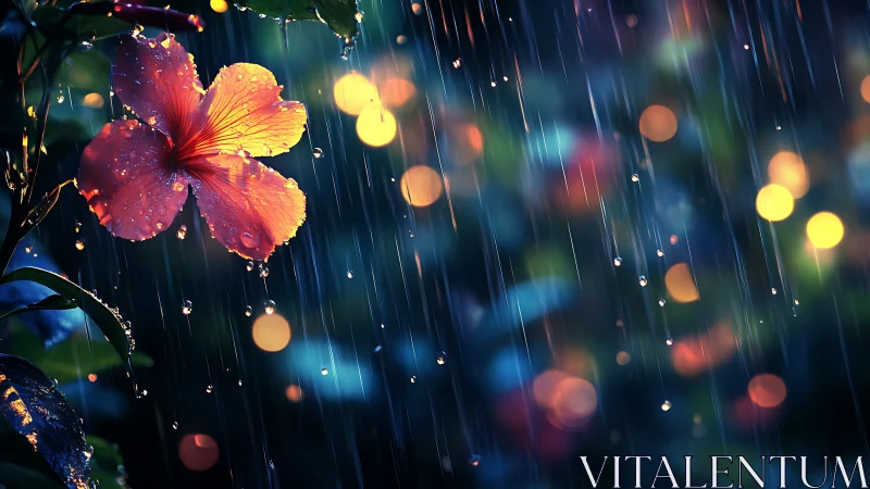 Radiant Bloom Dancing Through Gentle Rain.