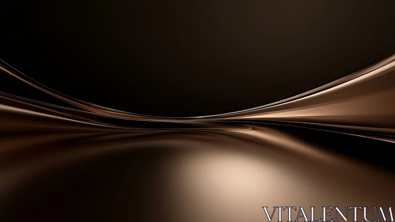 Copper light waves curve across a dark abstract horizon space
