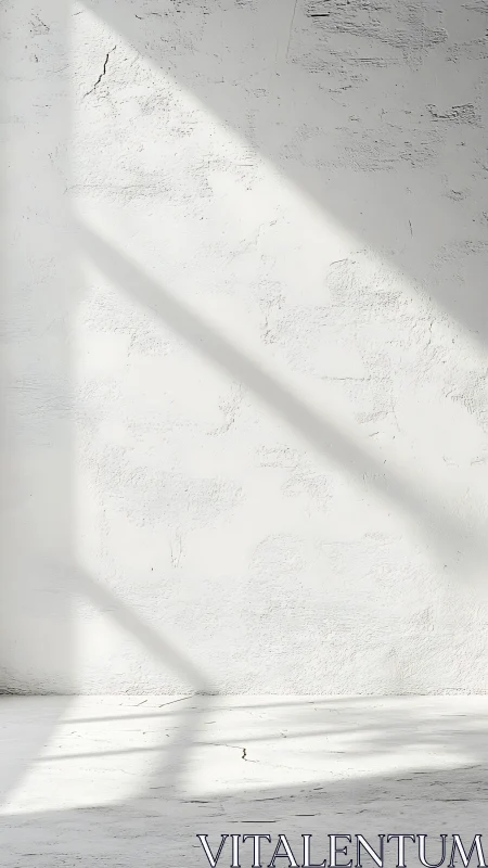Sunlit white wall casts diagonal shadows across floor