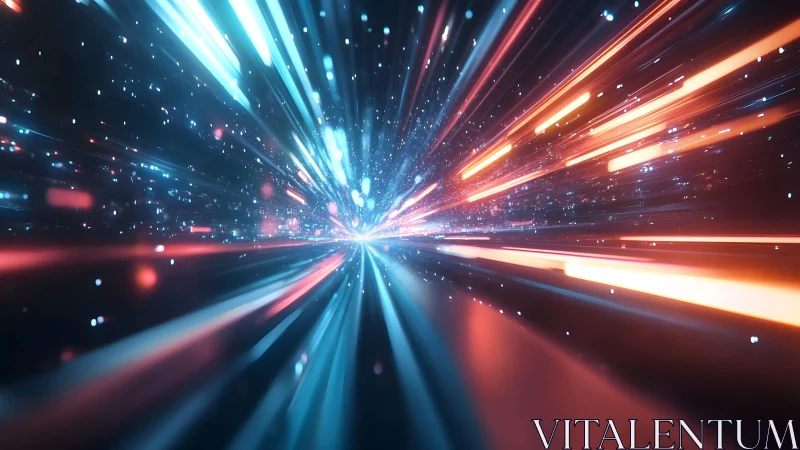 Futuristic Light Speed Burst in Vibrant Neon Sci-Fi Digital Style.