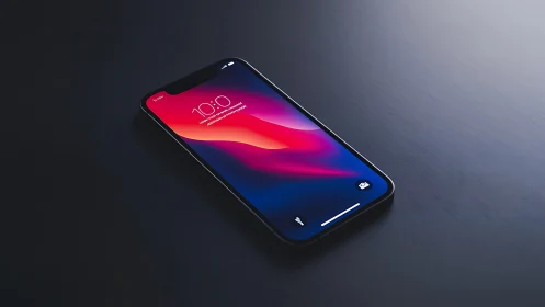 Modern Smartphone With Vibrant Digital Sunset Display.