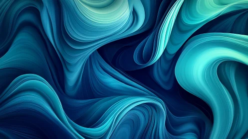 Fluid teal and blue abstract digital flowing forms.