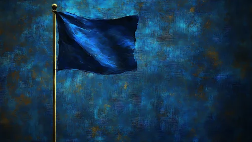 Midnight blue banner whispering against a cosmic haze.