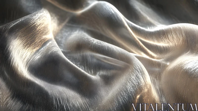 Shimmering Metallic Fabric Close-Up with Soft Light and Texture.