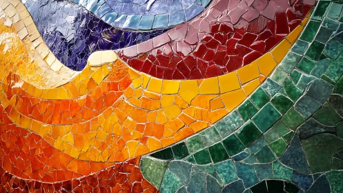 Chromatic ceramic tessellation with sweeping spectral waveforms.