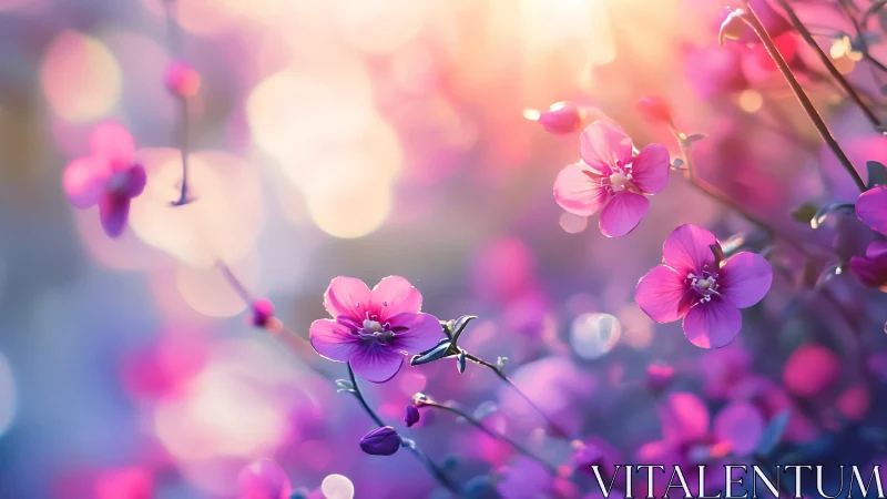 Twilight Blooms Dance Through Golden Haze.